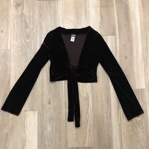Velvet tie front crop top